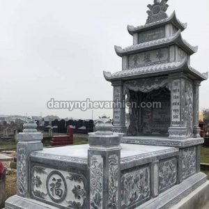 Mộ đá xanh đen 3 mái 8